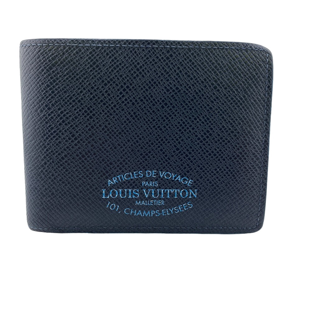 LOUIS VUITTON Bill Compartment M30381 leather Navy Taiga Portefeuille Multripru