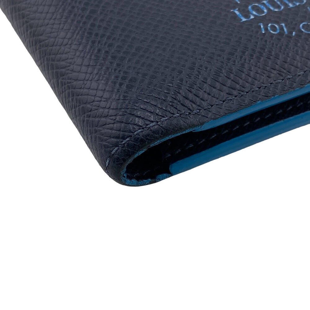 LOUIS VUITTON Bill Compartment M30381 leather Navy Taiga Portefeuille Multripru