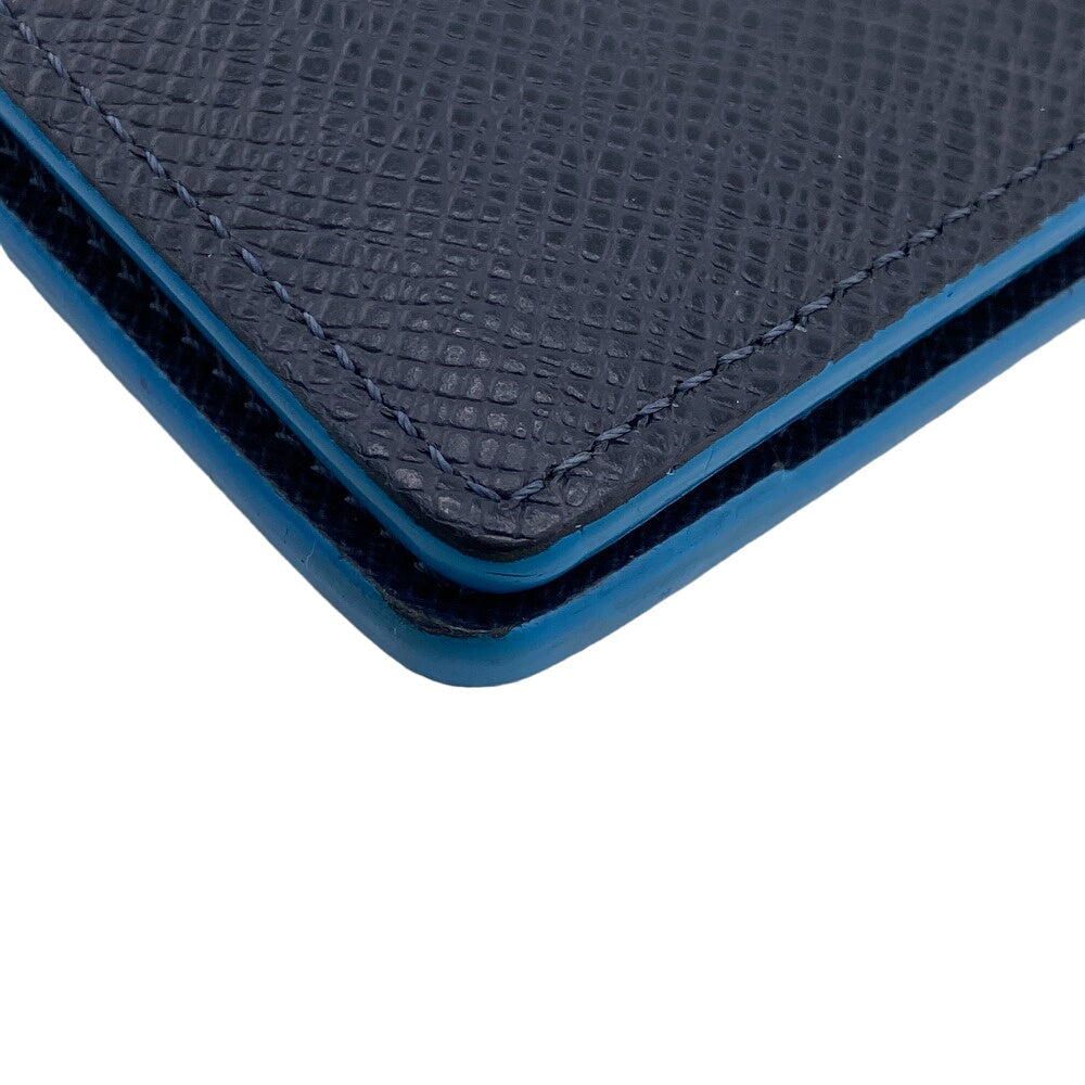 LOUIS VUITTON Bill Compartment M30381 leather Navy Taiga Portefeuille Multripru