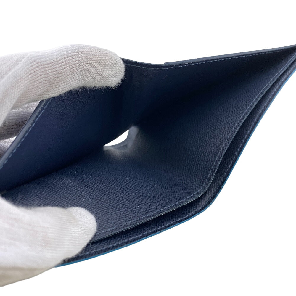 LOUIS VUITTON Bill Compartment M30381 leather Navy Taiga Portefeuille Multripru