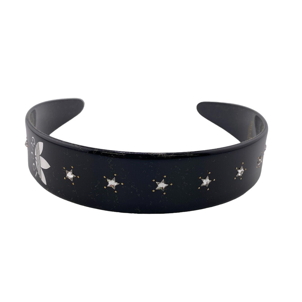 GUCCI hair accessory 702950 Plastic x rhinestone black logo Katyusha