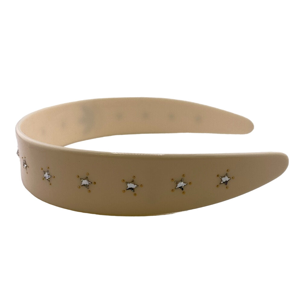 GUCCI hair accessory 702950 Plastic x rhinestone Ivory logo Katyusha