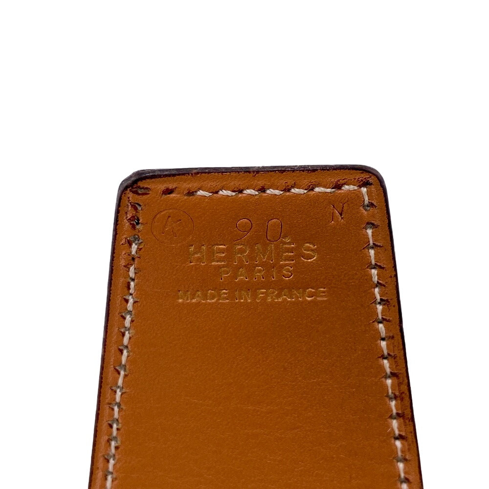 HERMES belt leather black Horse buckle 90