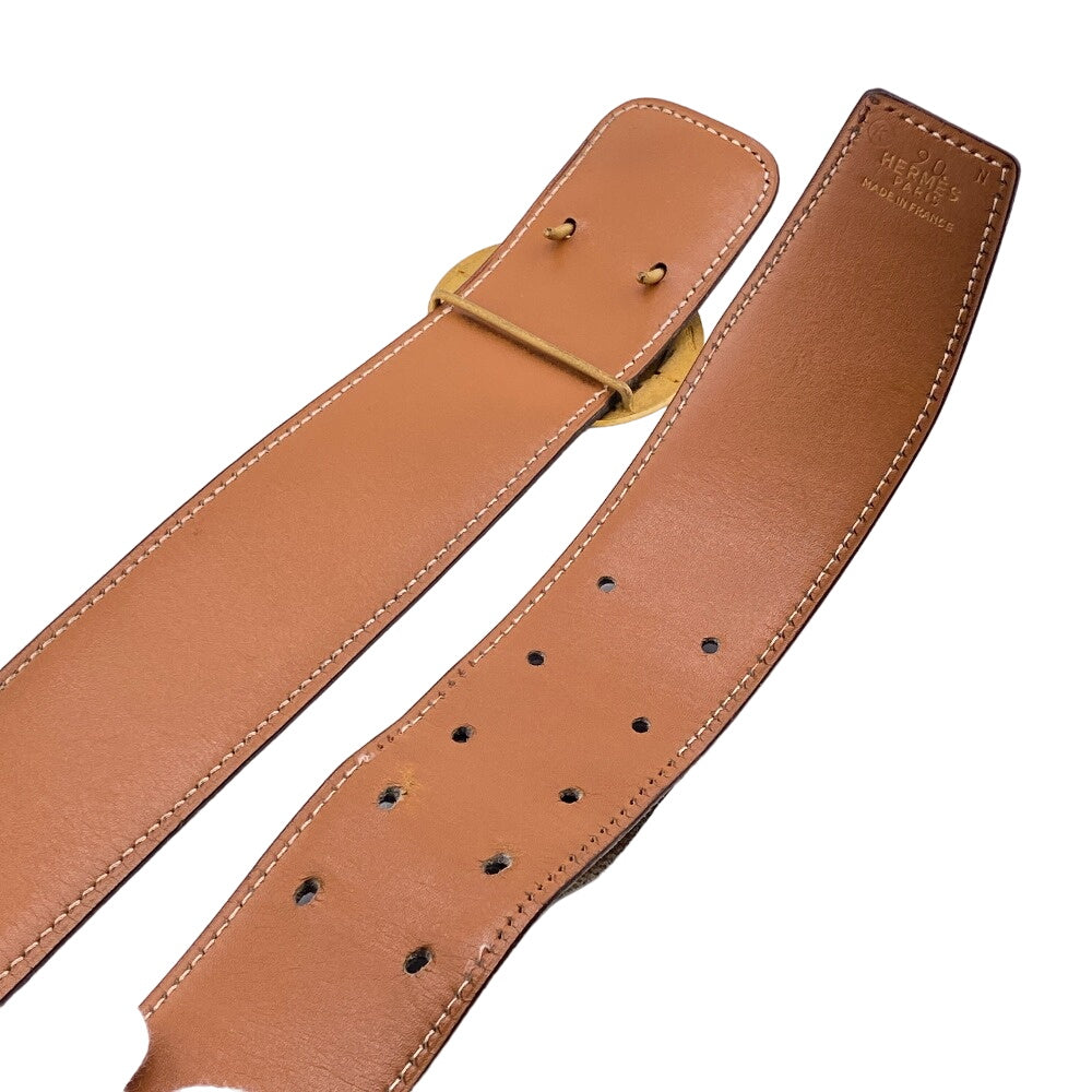HERMES belt leather black Horse buckle 90