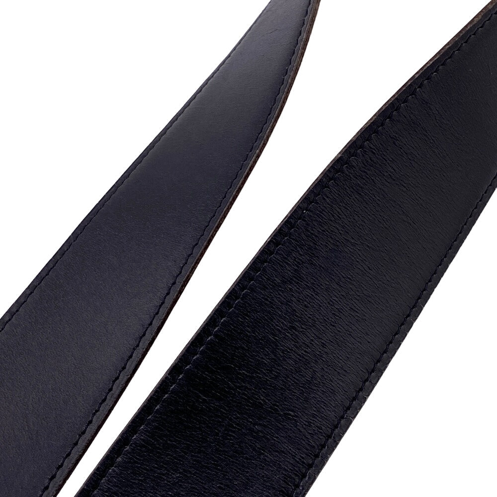 HERMES belt leather black Horse buckle 90
