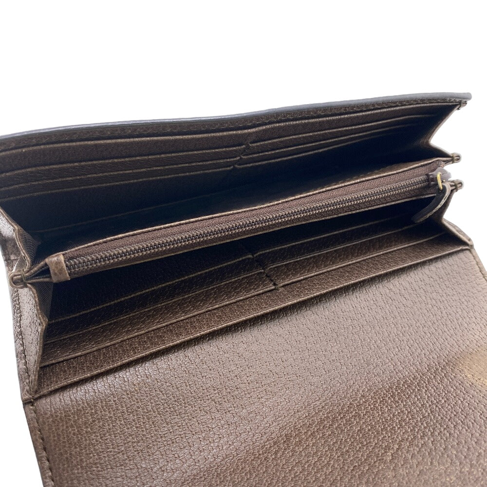 GUCCI Long Wallet Purse 523153 canvas Brown GG Supreme Ofidia Women Used