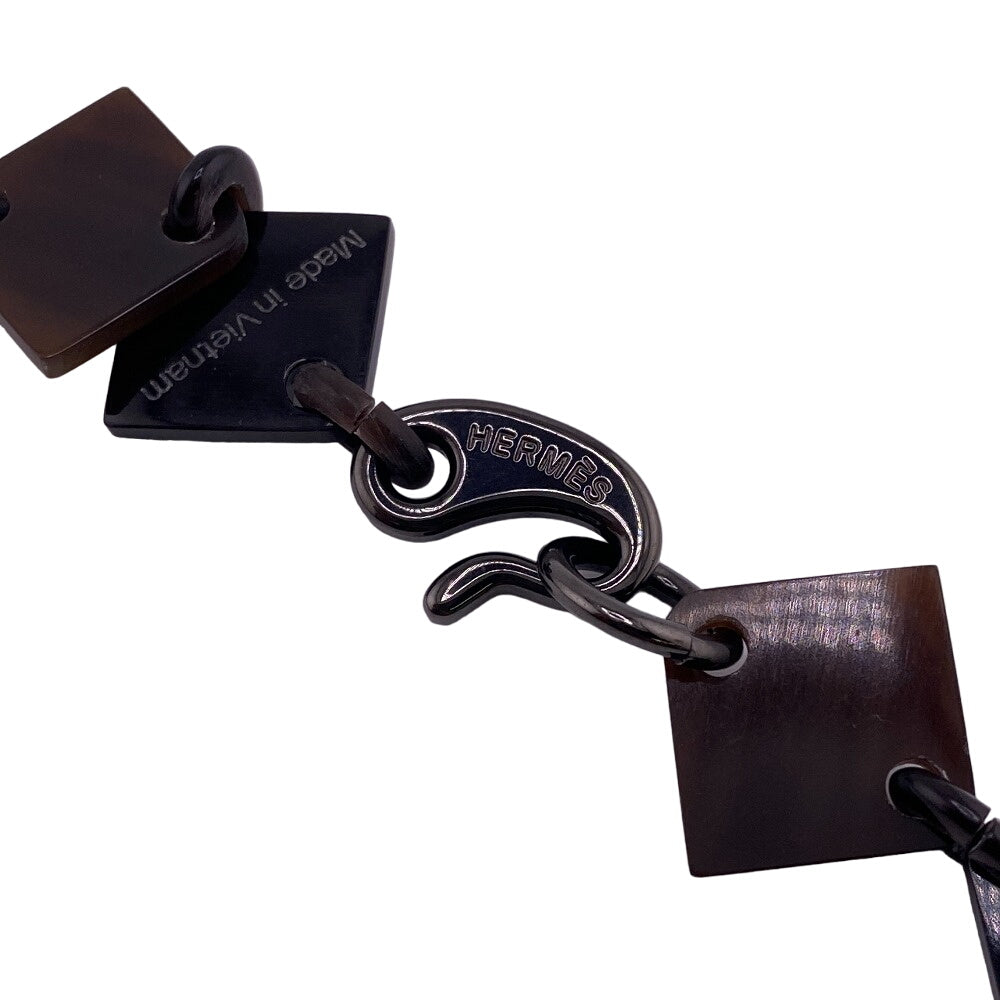 HERMES Necklace Buffalo horn Brown Long necklace Lacquerwood Diva Women Used