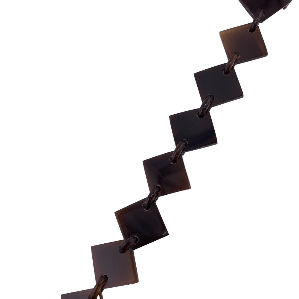 HERMES Necklace Buffalo horn Brown Long necklace Lacquerwood Diva Women Used
