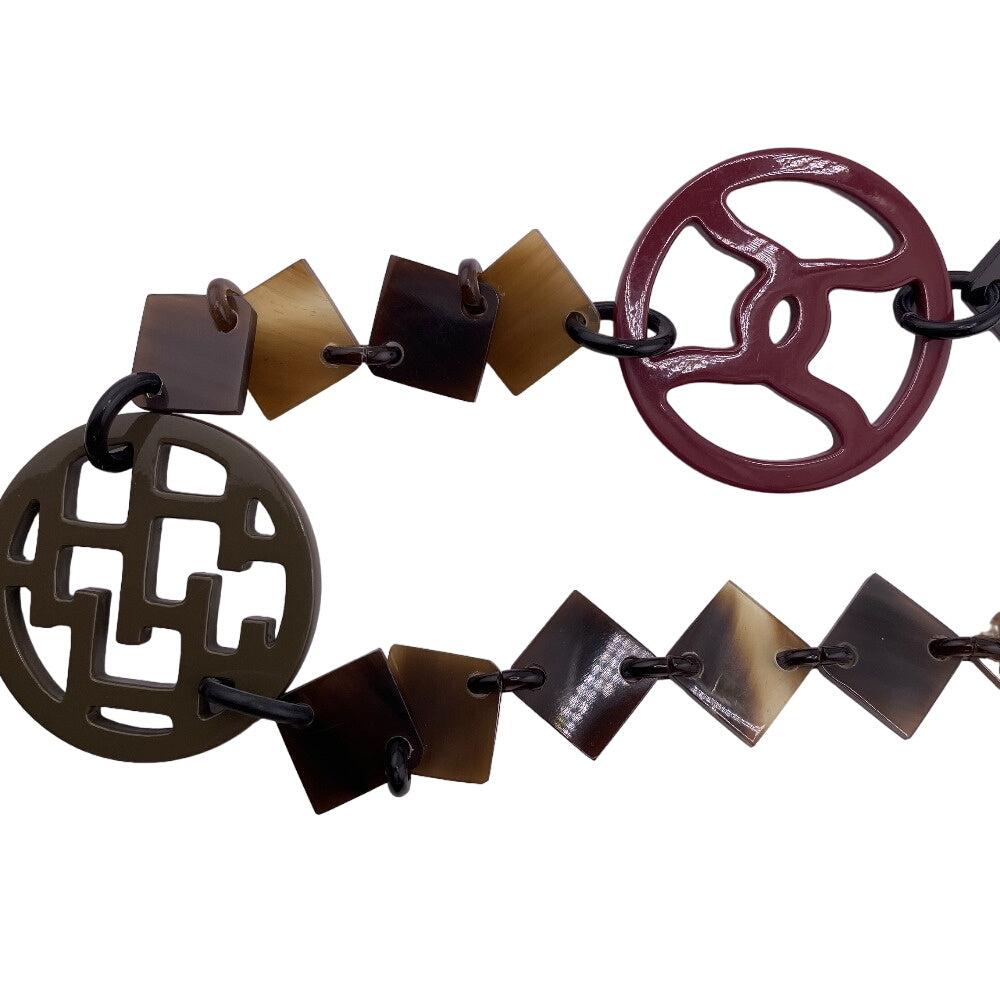 HERMES Necklace Buffalo horn Brown Long necklace Lacquerwood Diva Women Used
