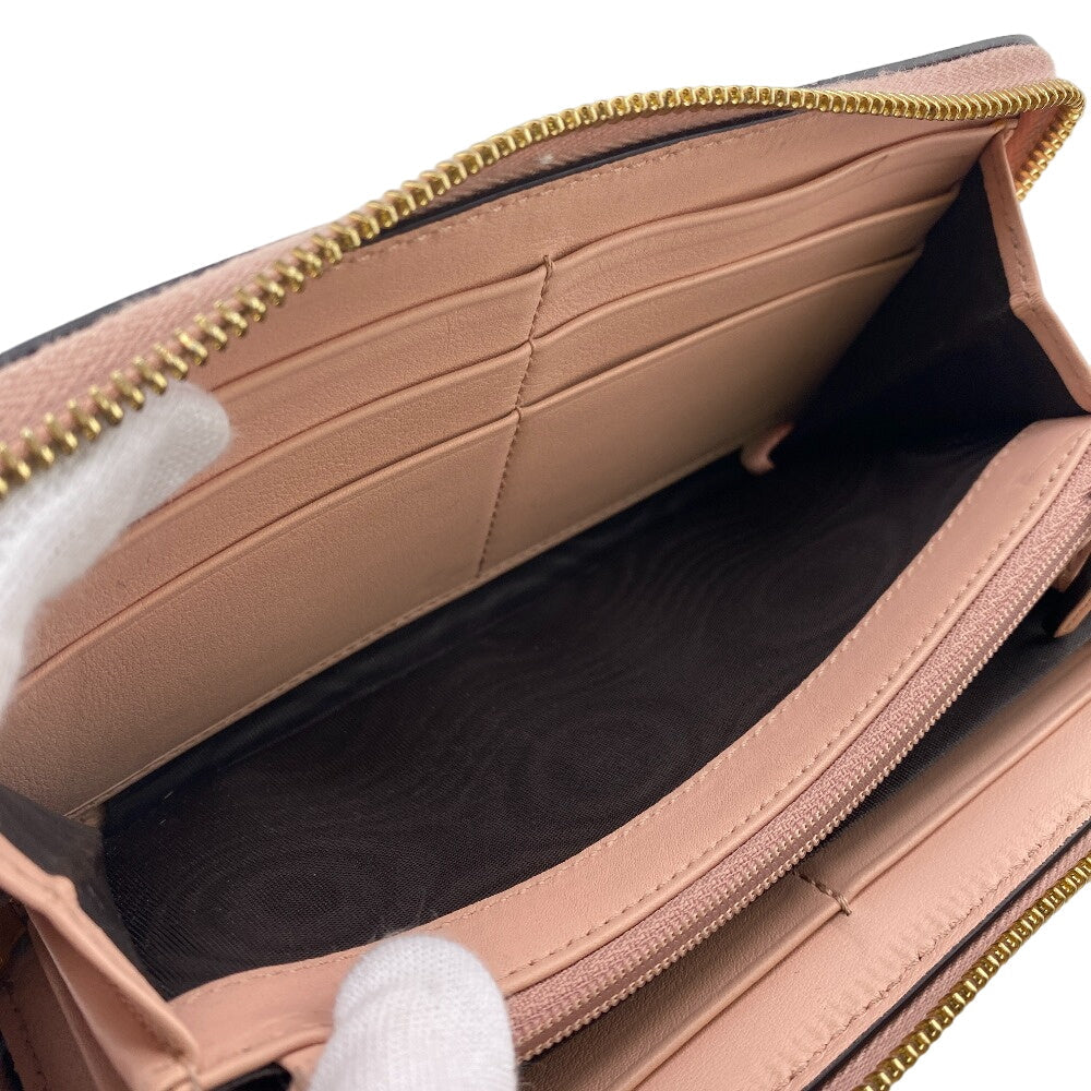 GUCCI Long Wallet Purse 453158 leather pink Zip Around Bamboo Nim Fair Women Used