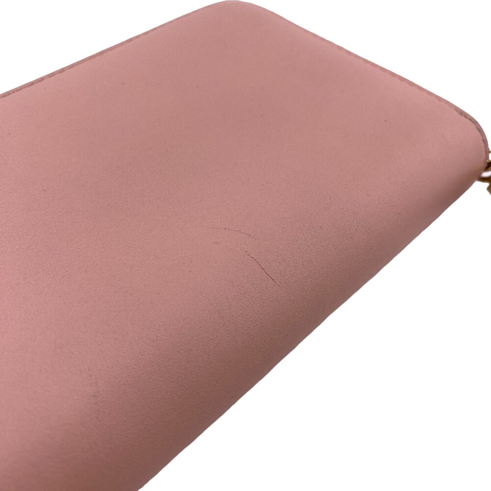 GUCCI Long Wallet Purse 453158 leather pink Zip Around Bamboo Nim Fair Women Used