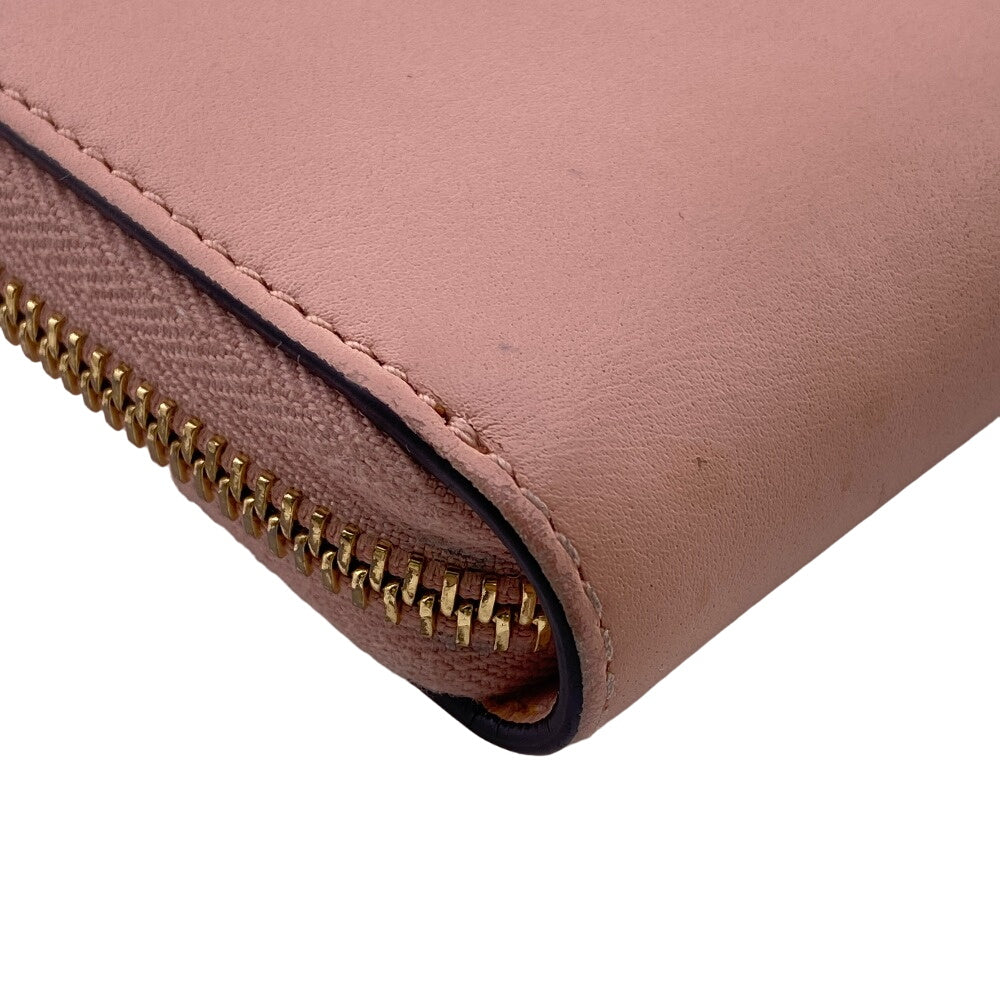 GUCCI Long Wallet Purse 453158 leather pink Zip Around Bamboo Nim Fair Women Used