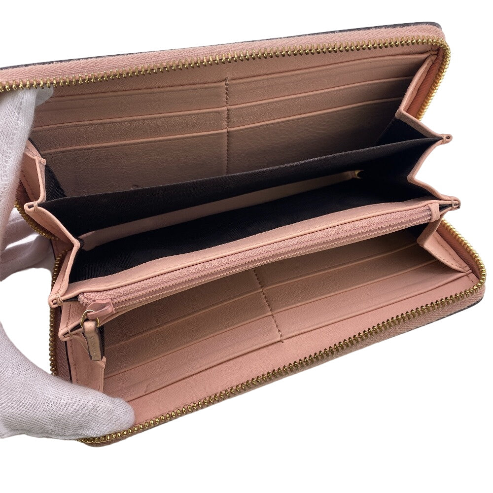 GUCCI Long Wallet Purse 453158 leather pink Zip Around Bamboo Nim Fair Women Used