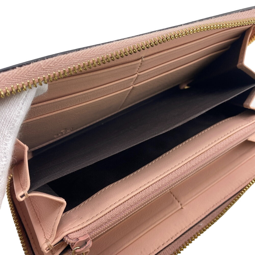 GUCCI Long Wallet Purse 453158 leather pink Zip Around Bamboo Nim Fair Women Used
