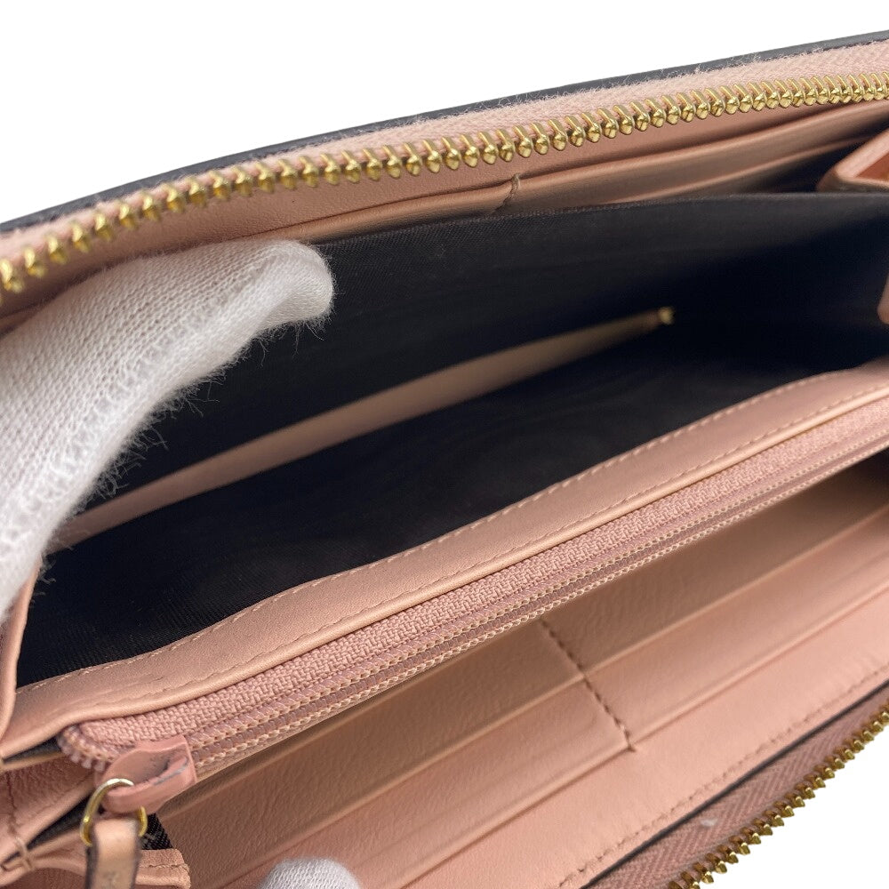 GUCCI Long Wallet Purse 453158 leather pink Zip Around Bamboo Nim Fair Women Used