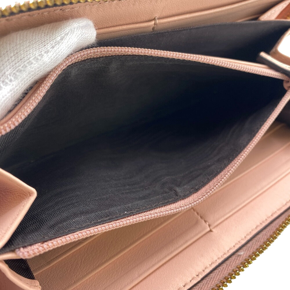 GUCCI Long Wallet Purse 453158 leather pink Zip Around Bamboo Nim Fair Women Used