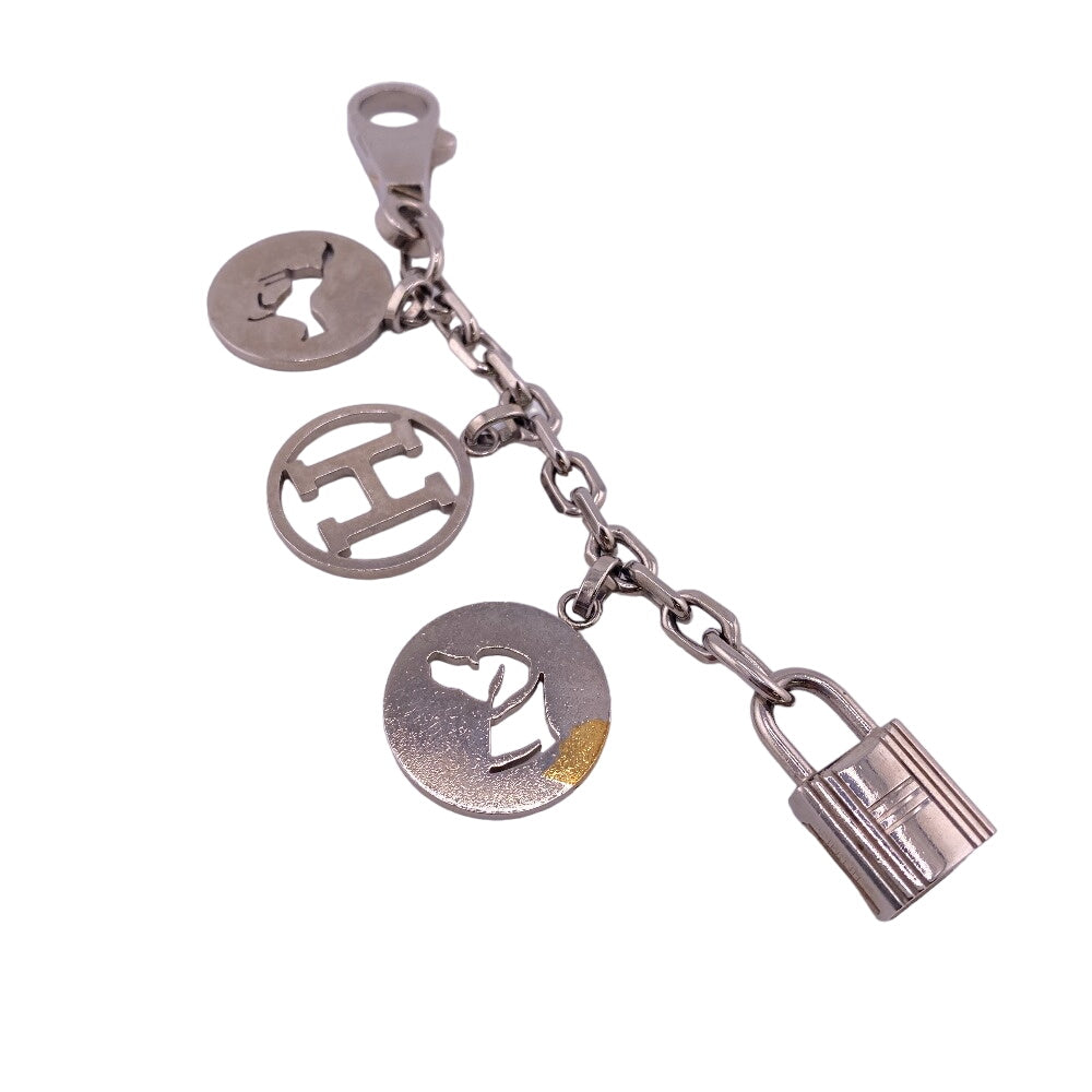 HERMES charm Gold Plated Silver key ring Amulet 4 Women Used