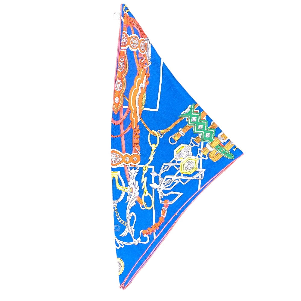 HERMES scarf silk blue Brides et Destin Triangle Jean Women Used