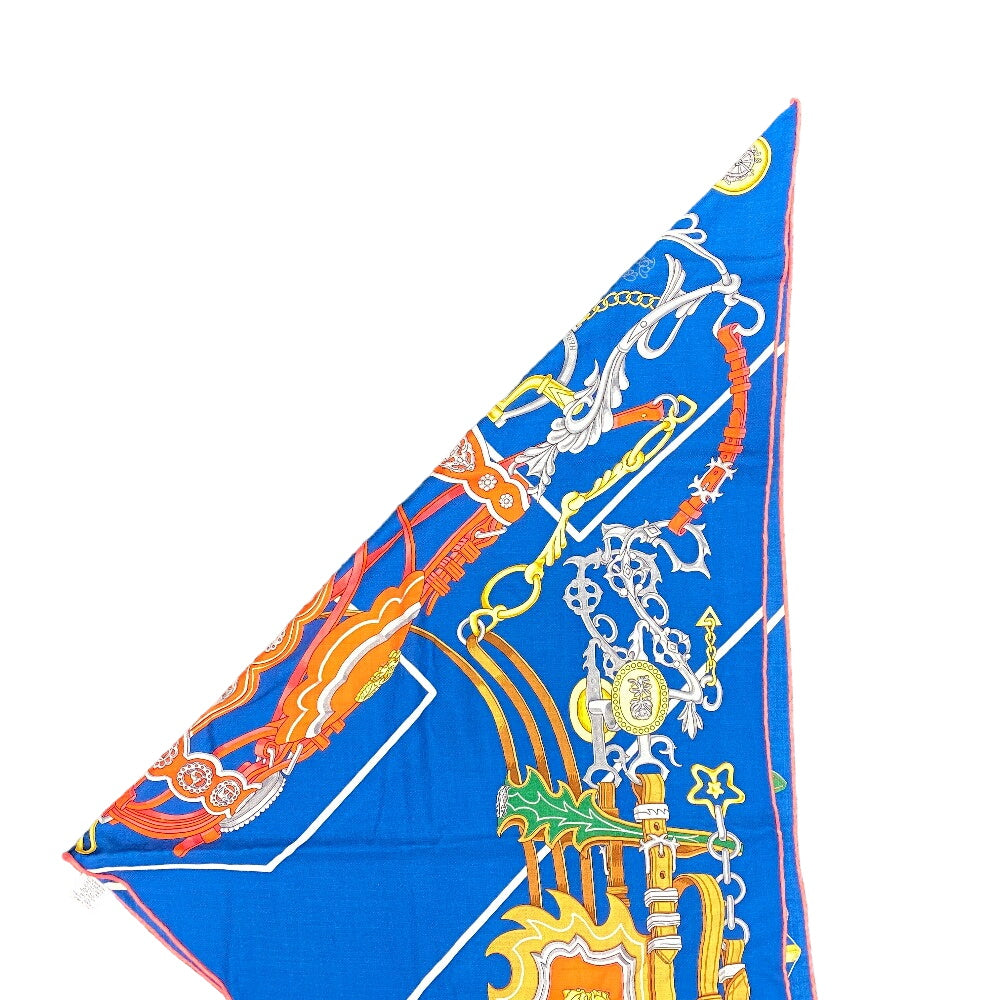 HERMES scarf silk blue Brides et Destin Triangle Jean Women Used