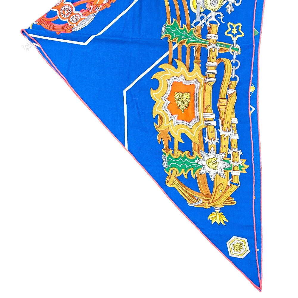 HERMES scarf silk blue Brides et Destin Triangle Jean Women Used
