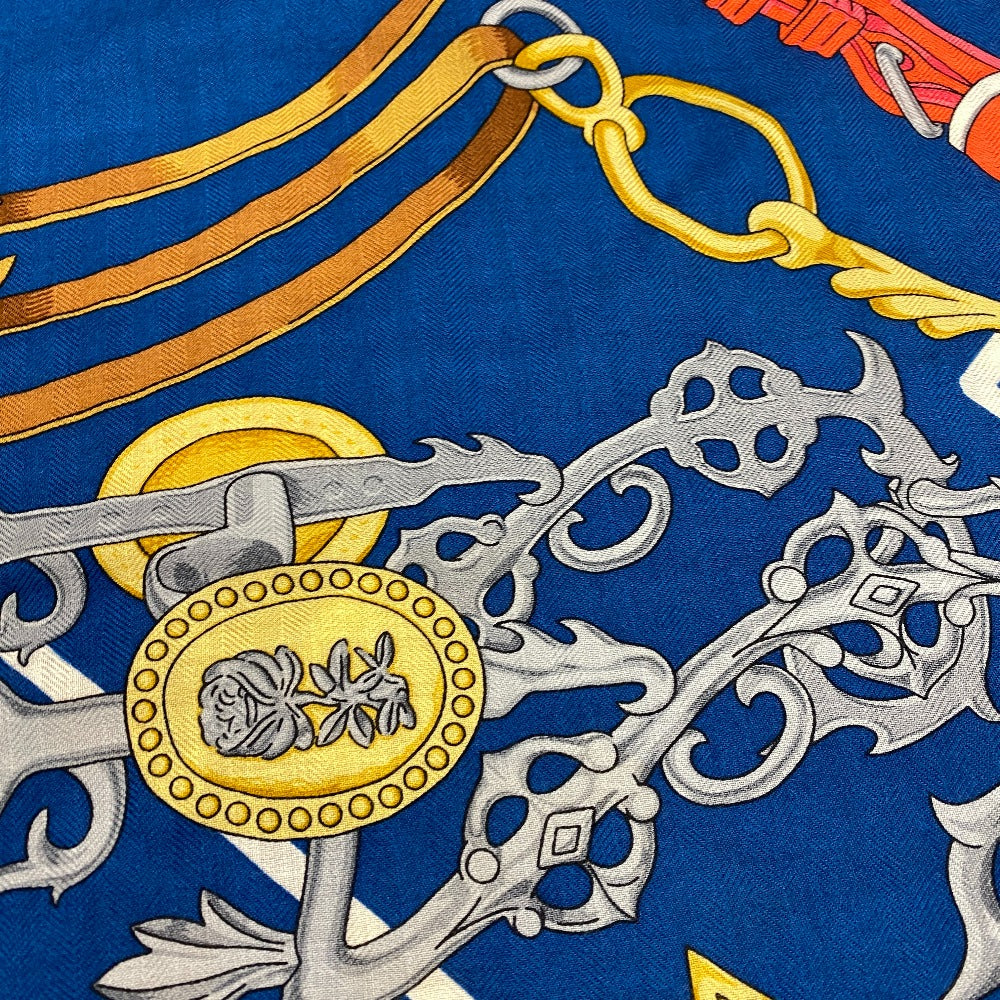 HERMES scarf silk blue Brides et Destin Triangle Jean Women Used