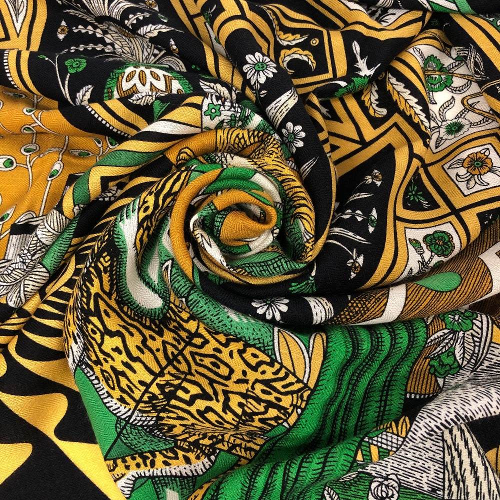 HERMES scarf Cashmere, Silk green Amazone Dance Caregean