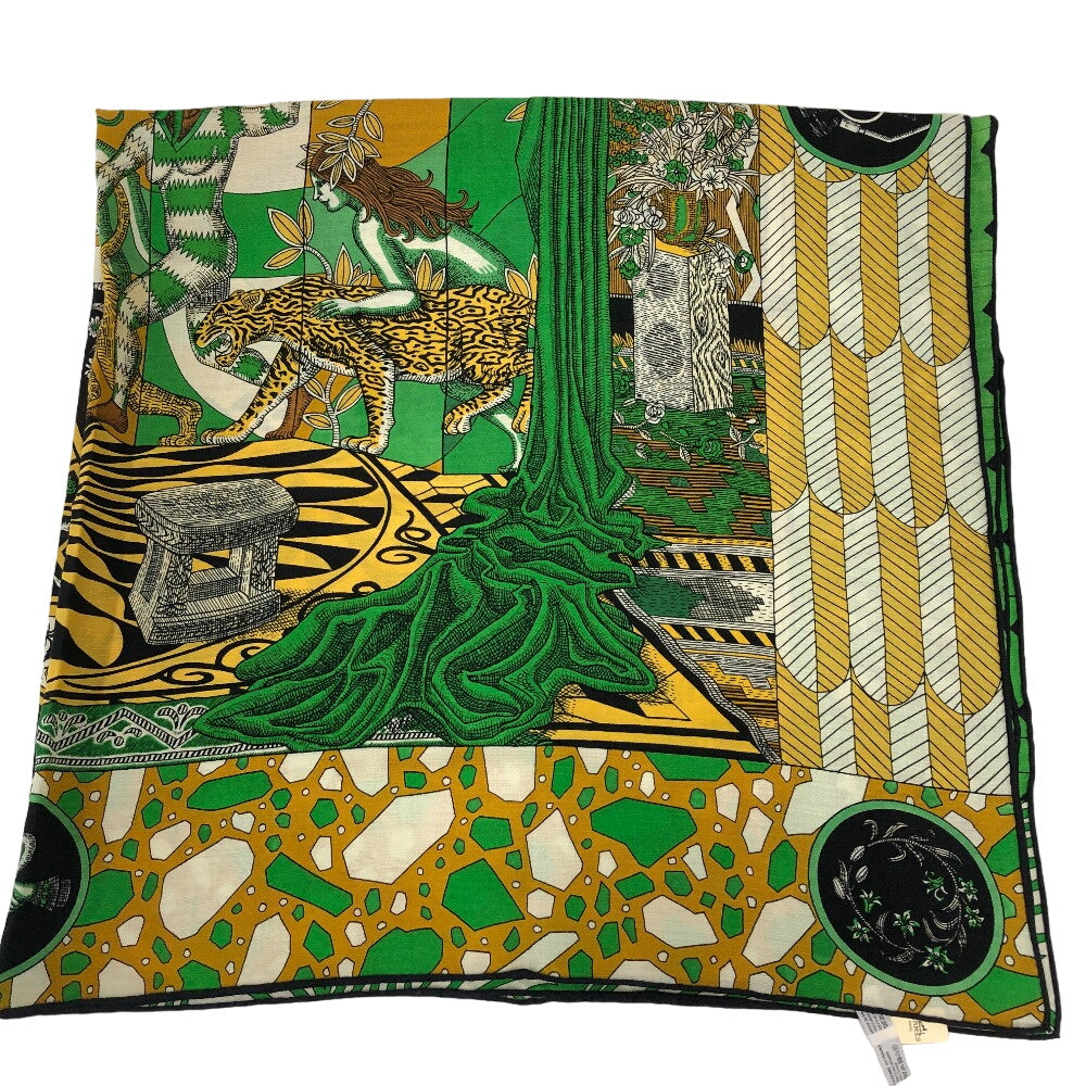 HERMES scarf Cashmere, Silk green Amazone Dance Caregean