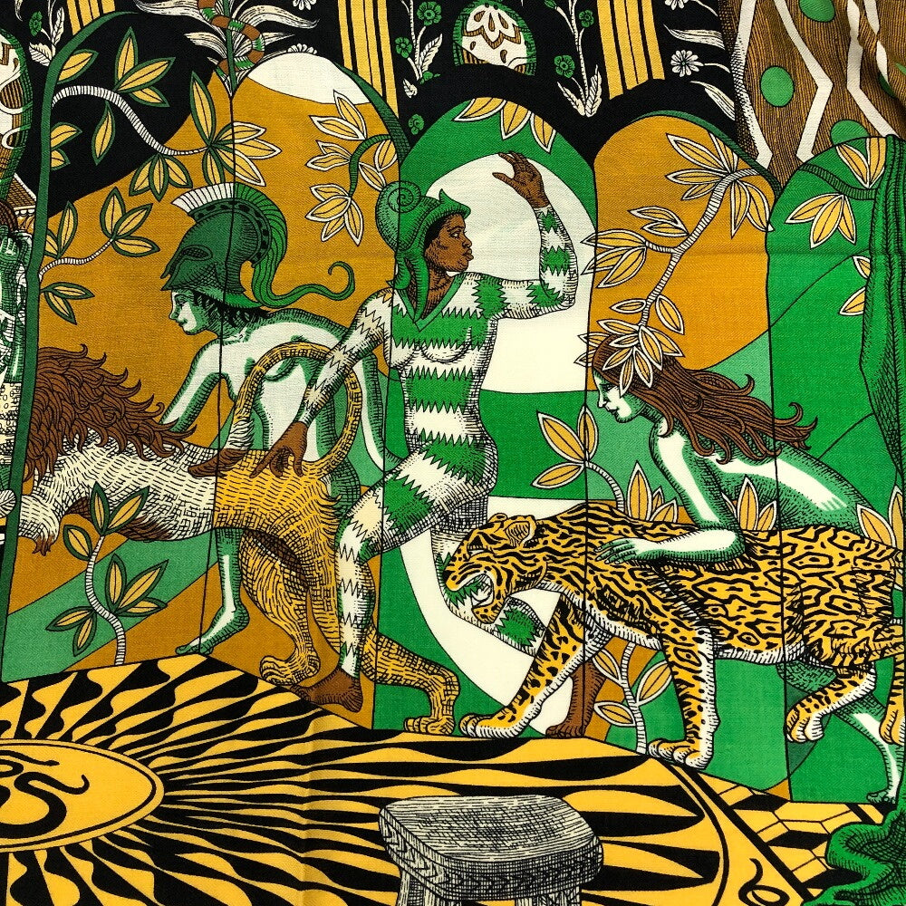 HERMES scarf Cashmere, Silk green Amazone Dance Caregean