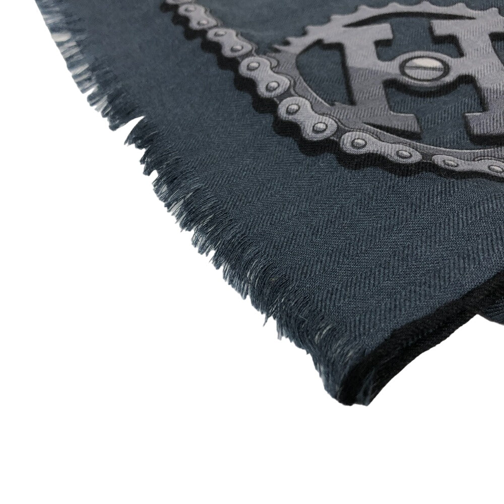 HERMES Stall Cashmere, Silk Navy Cheval Dechaine Women Used