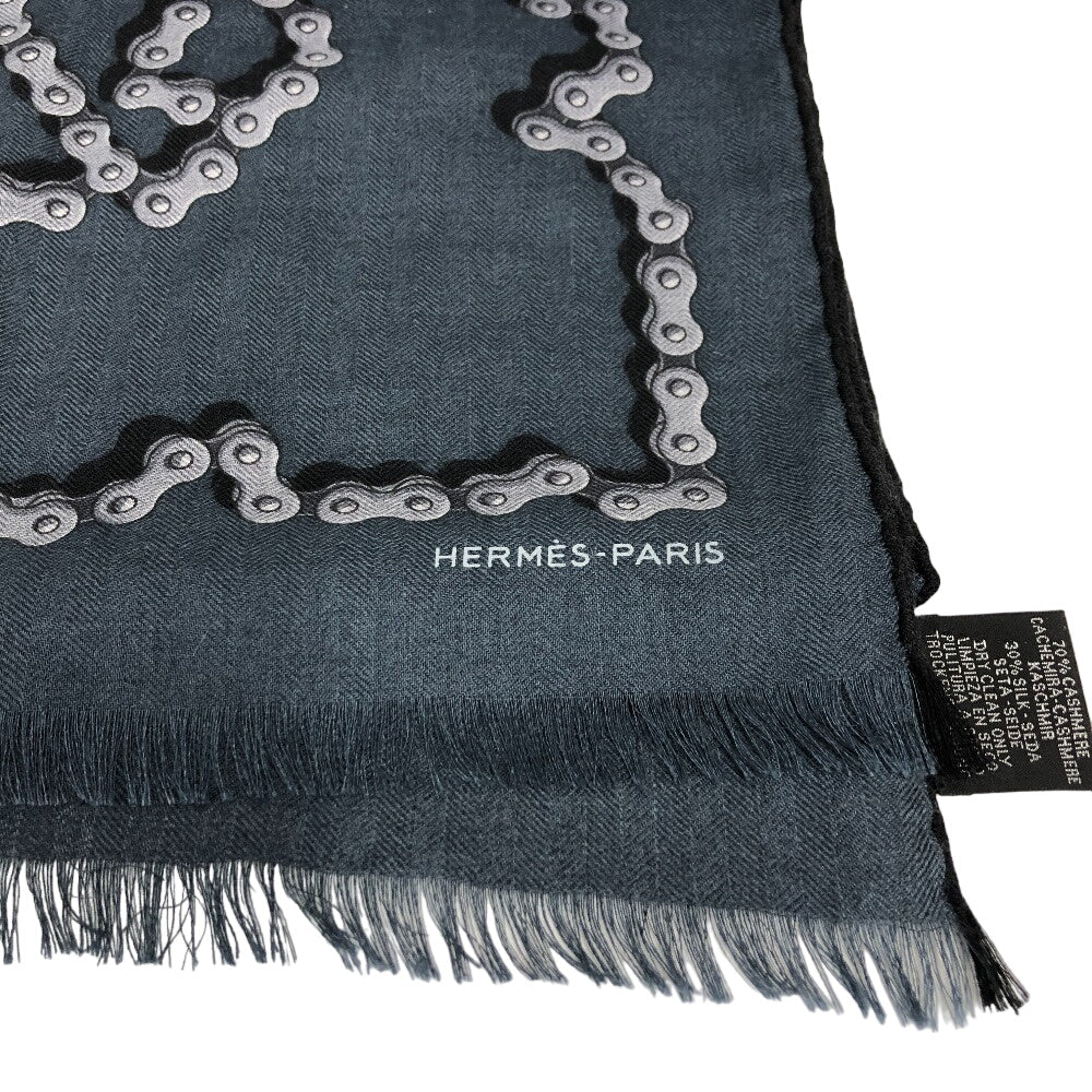 HERMES Stall Cashmere, Silk Navy Cheval Dechaine Women Used
