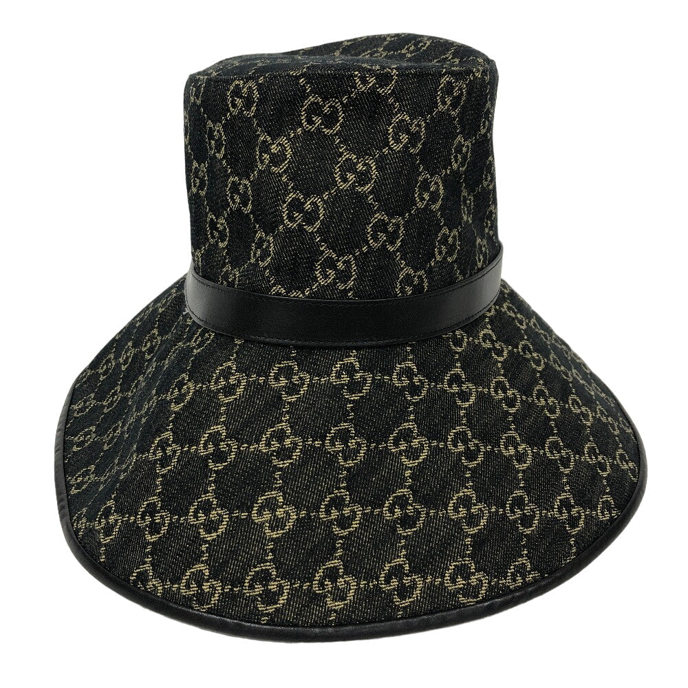 GUCCI hat 679455 denim black M/57 GG jacquard denim Women M 57cm Used