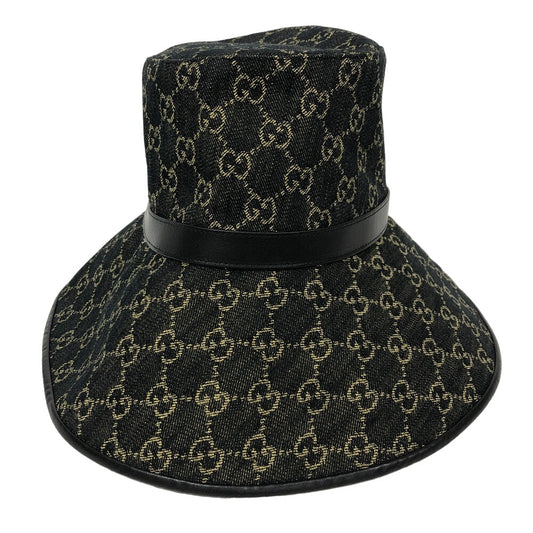 GUCCI hat 679455 denim black M/57 GG jacquard denim Women M 57cm Used
