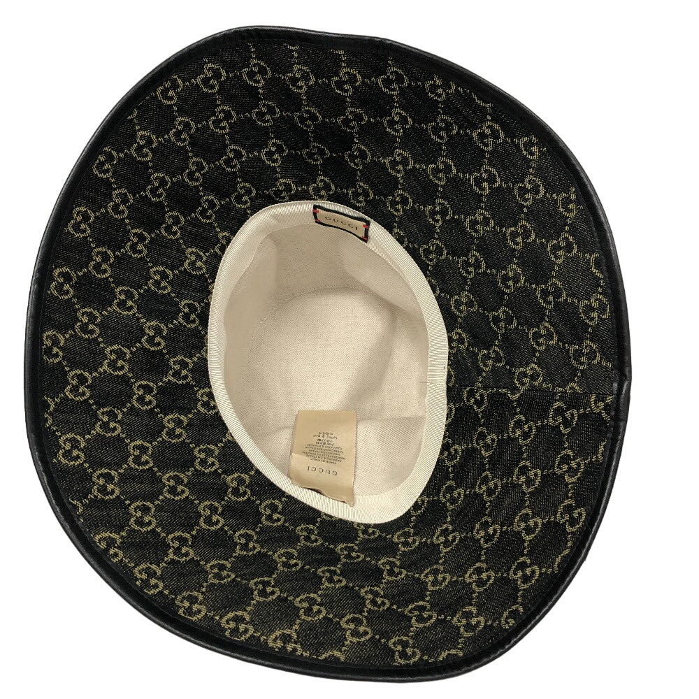 GUCCI hat 679455 denim black M/57 GG jacquard denim Women M 57cm Used