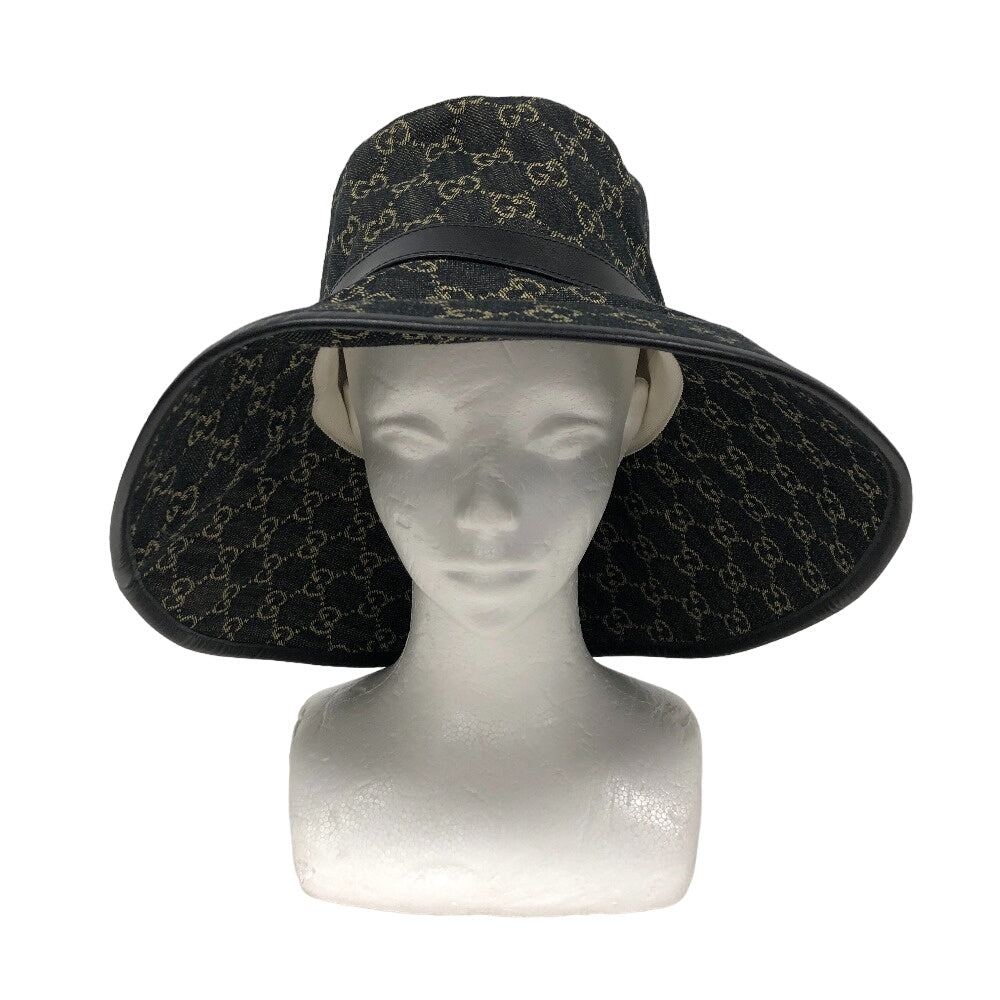 GUCCI hat 679455 denim black M/57 GG jacquard denim Women M 57cm Used
