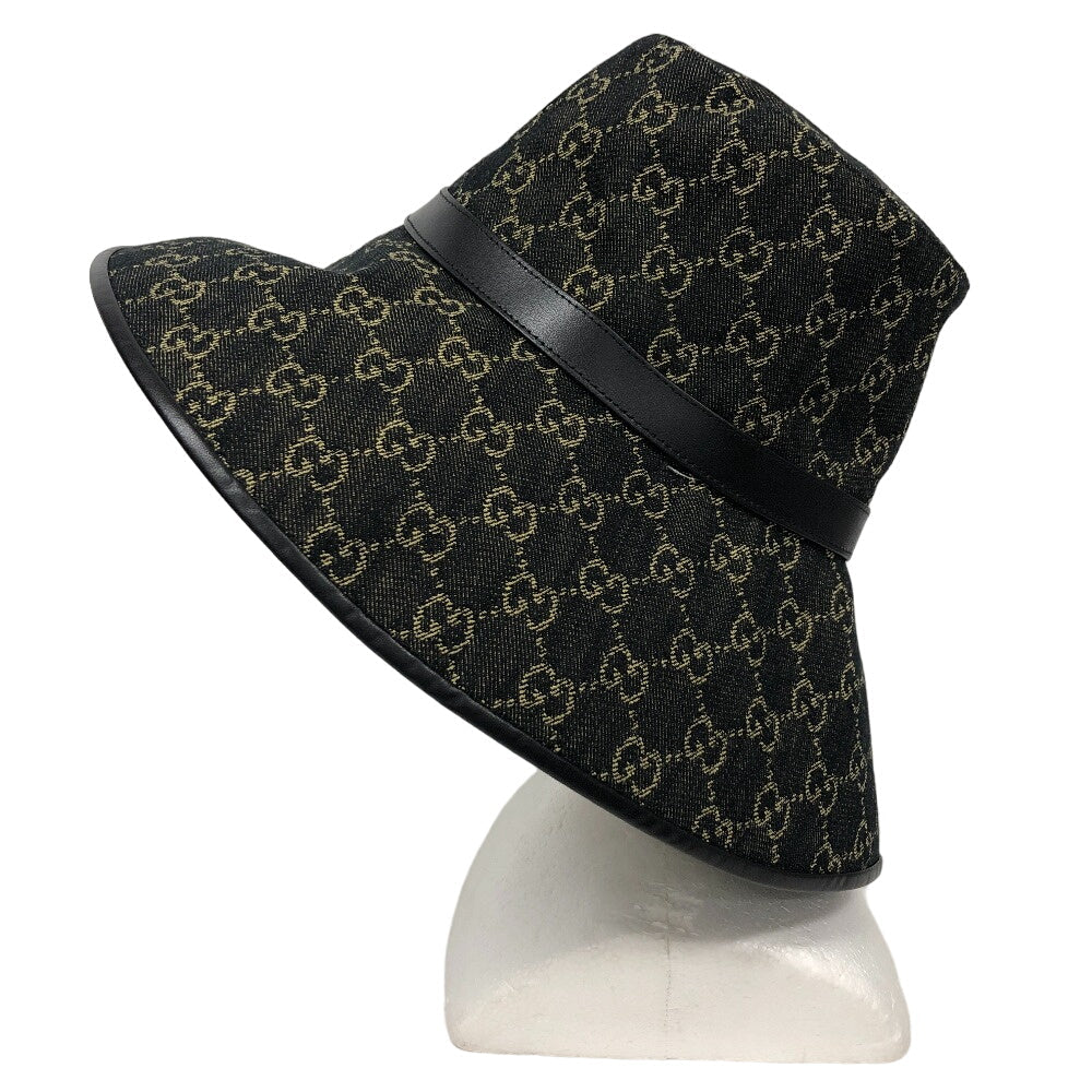 GUCCI hat 679455 denim black M/57 GG jacquard denim Women M 57cm Used