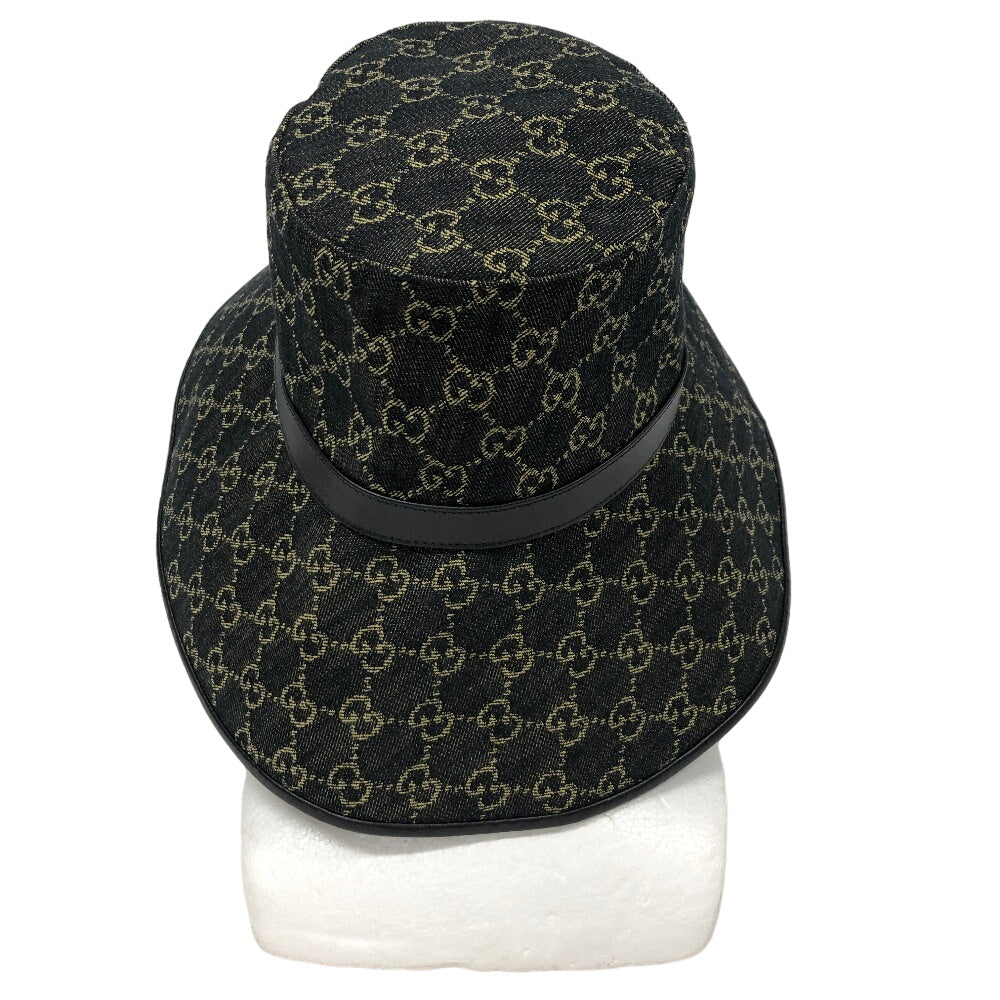 GUCCI hat 679455 denim black M/57 GG jacquard denim Women M 57cm Used
