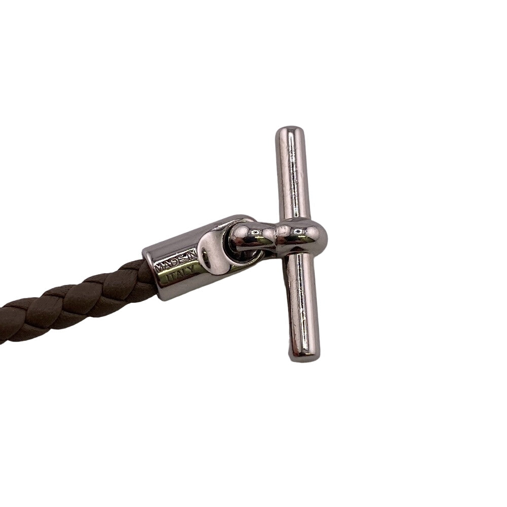 HERMES bracelet leather gray Braid Glenan Etoupe