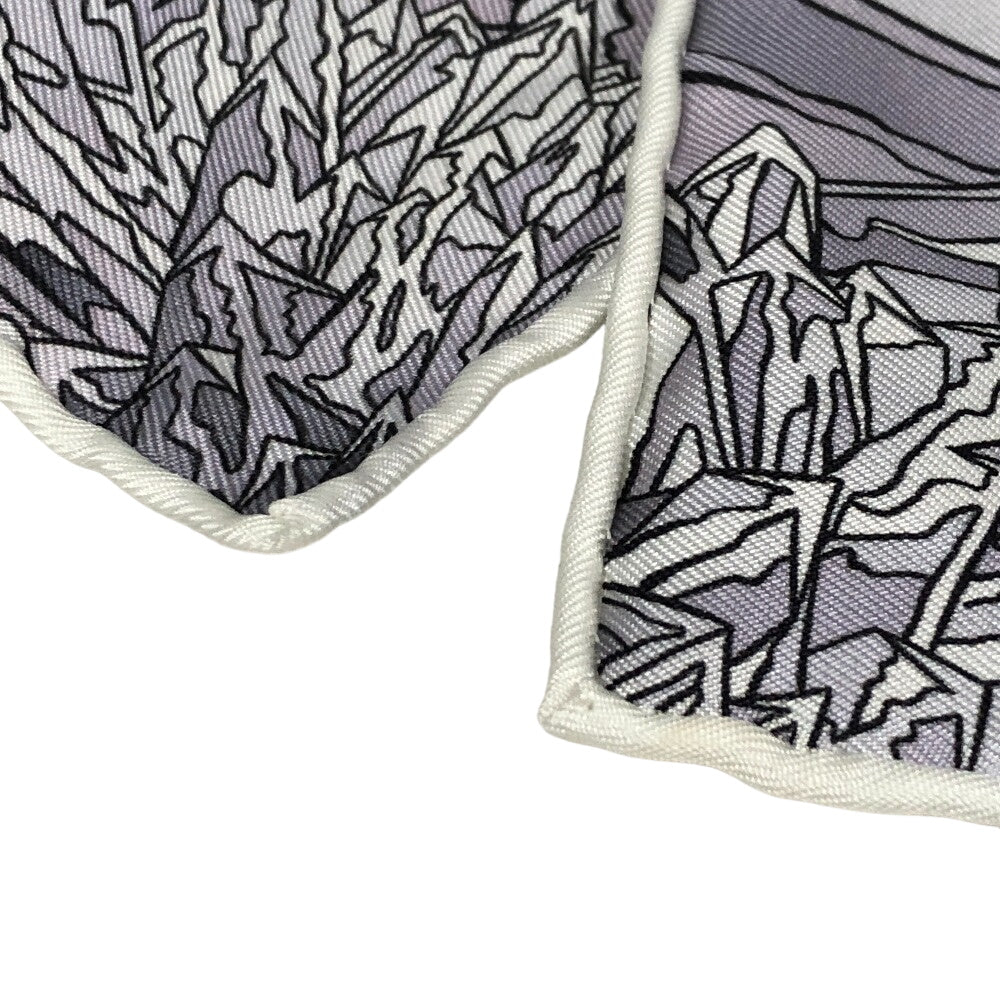 HERMES scarf silk gray La Vallee de Cristal Scenery of the Crystal Valley Carre90