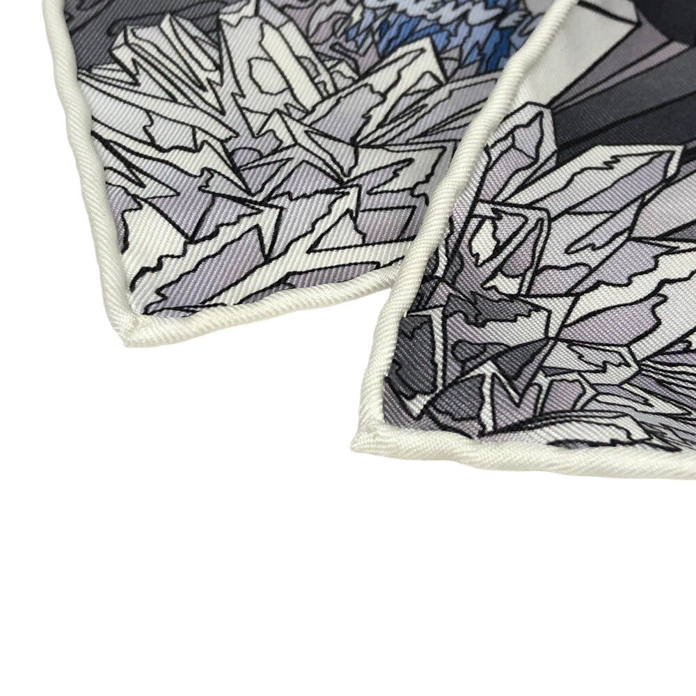 HERMES scarf silk gray La Vallee de Cristal Scenery of the Crystal Valley Carre90