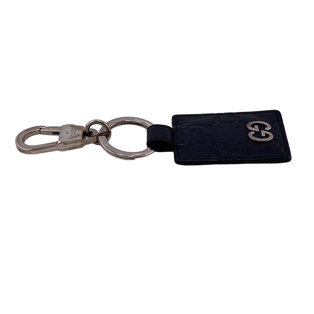 GUCCI key ring leather black Guccisima unisex(Unisex) Used