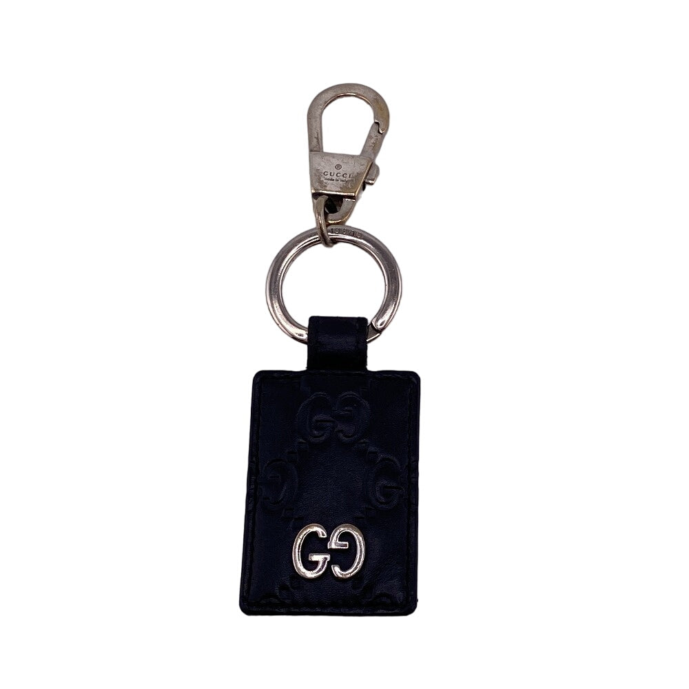 GUCCI key ring leather black Guccisima unisex(Unisex) Used