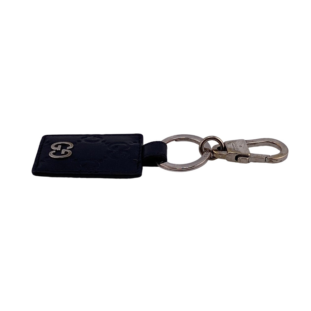 GUCCI key ring leather black Guccisima unisex(Unisex) Used