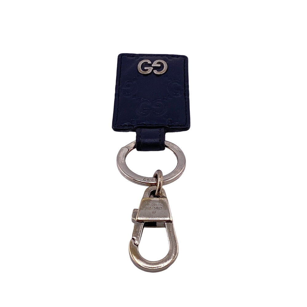 GUCCI key ring leather black Guccisima unisex(Unisex) Used