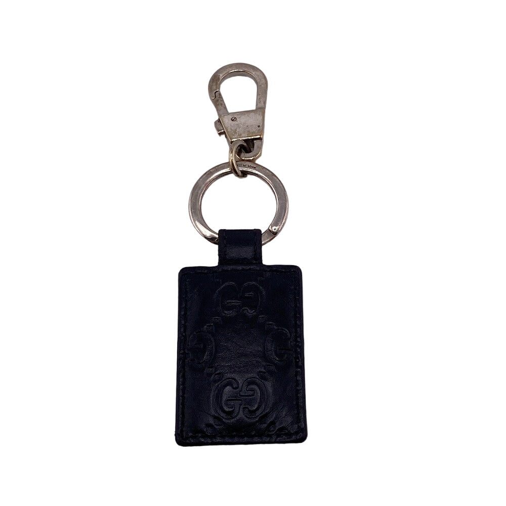 GUCCI key ring leather black Guccisima unisex(Unisex) Used
