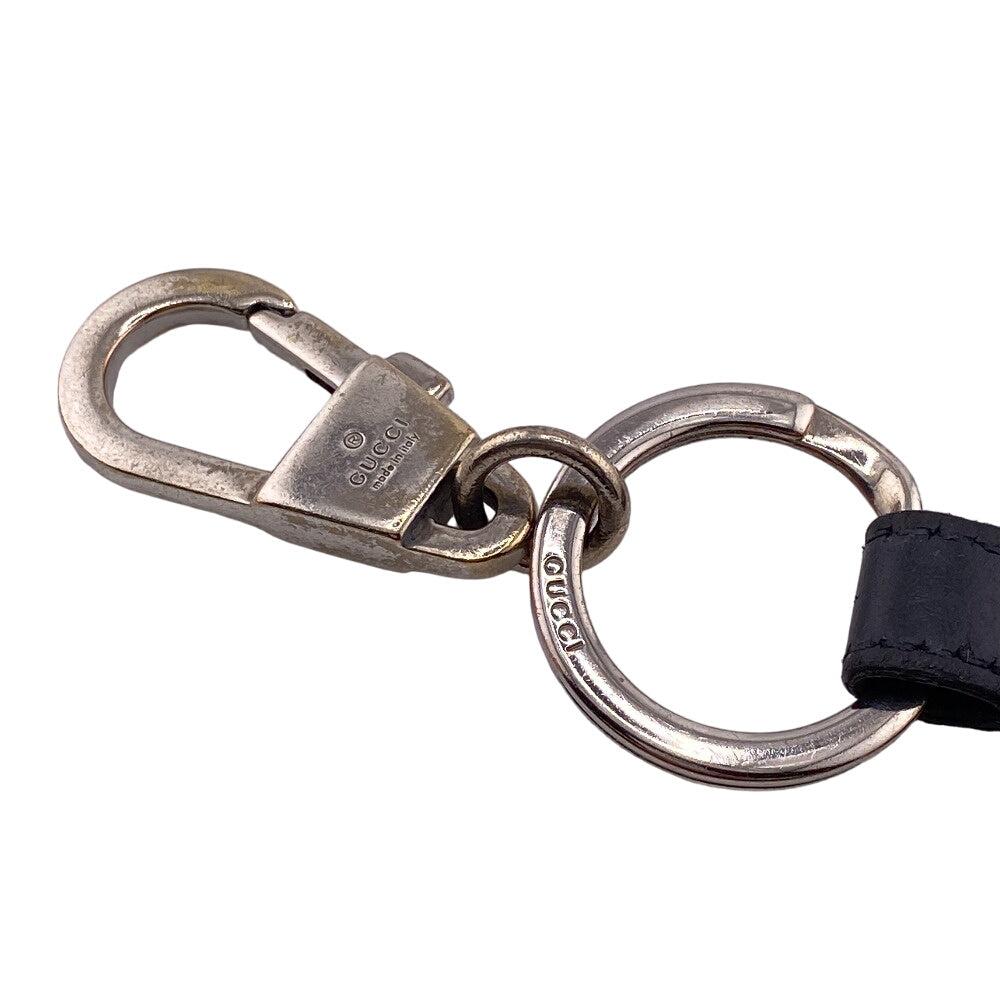 GUCCI key ring leather black Guccisima unisex(Unisex) Used