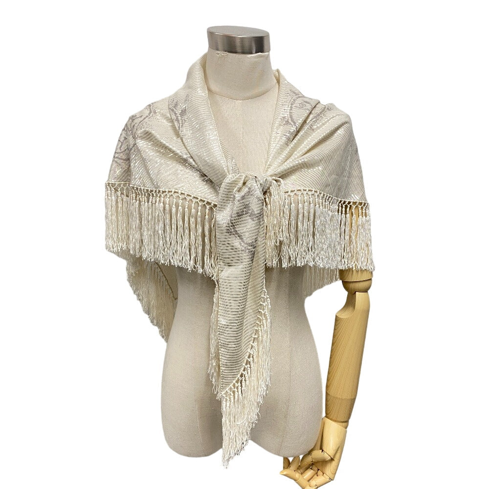 HERMES scarf cotton Ivory Tencel Pointe Nomade Women Used