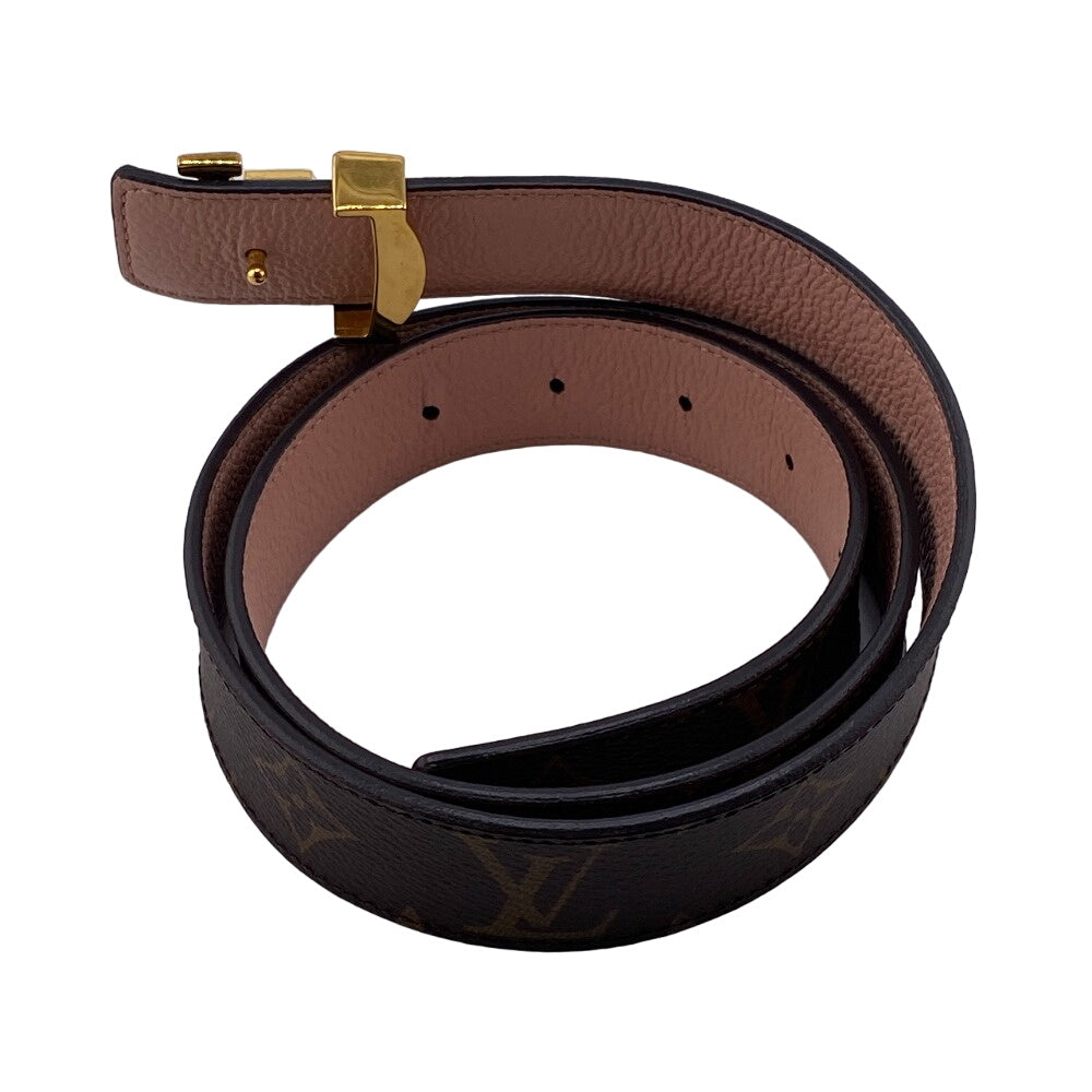 LOUIS VUITTON belt M0321 PVC, Leather Brown Monogram Sunture LV Initial 80/32