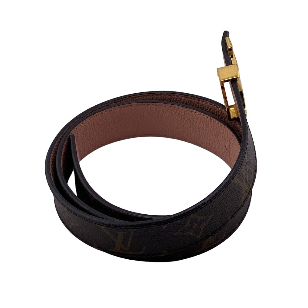 LOUIS VUITTON belt M0321 PVC, Leather Brown Monogram Sunture LV Initial 80/32