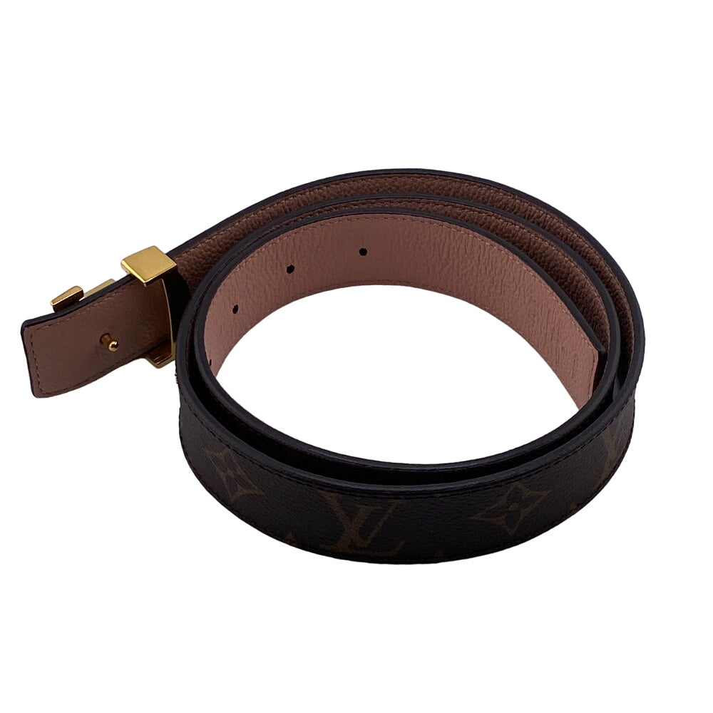 LOUIS VUITTON belt M0321 PVC, Leather Brown Monogram Sunture LV Initial 80/32