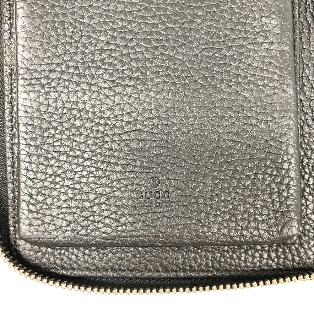 GUCCI Long Wallet Purse 751760 leather black Zip Around Travel Document Case Jumbo GG mens Used